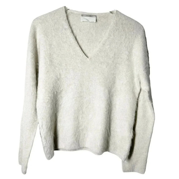 ENRICA JAPAN 100% cashmere v-neck sweater cream size small - Picture 2 of 8